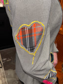 Gorgeous Grey Blazer – Multi-Color Tartan Inserts with Neon Button Flair