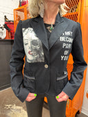 Marilyn Legends Never Die – Black Blazer with Unique Zipper Edge Details