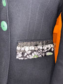 Batik Scarf Insert & Green Button Contrast – Ribbon-Tied Anarchist Fashion