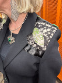 Batik Scarf Insert & Green Button Contrast – Ribbon-Tied Anarchist Fashion