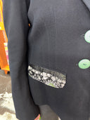 Batik Scarf Insert & Green Button Contrast – Ribbon-Tied Anarchist Fashion