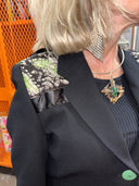Batik Scarf Insert & Green Button Contrast – Ribbon-Tied Anarchist Fashion