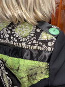 Batik Scarf Insert & Green Button Contrast – Ribbon-Tied Anarchist Fashion