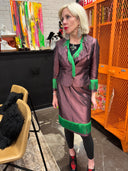 Chantung Silk Plum Skirt Suit – Kelly Green Tassel Hem & Sleeve for Statement Looks