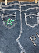 Tartan and Denim Jean Punk Skirt "Sex and Chaos"