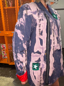 Blue Pinstripe Bleach Zipper Punk Accent "Breaking all the rules"