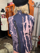 Blue Pinstripe Bleach Zipper Punk Accent "Breaking all the rules"
