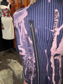 Blue Pinstripe Bleach Zipper Punk Accent "Breaking all the rules"