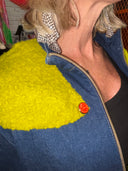 Denim Coat Blue and Mustard Accent s Cuffs and belts, Steam Punk details
