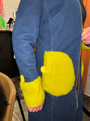 Denim Coat Blue and Mustard Accent s Cuffs and belts, Steam Punk details