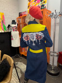 Denim Coat Blue and Mustard Accent s Cuffs and belts, Steam Punk details