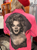Double Breasted Pink Marily Linen Leopard Accent