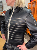 Striped Black Leather Jacket