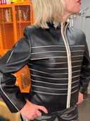 Striped Black Leather Jacket