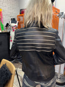 Striped Black Leather Jacket
