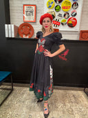 Alice in Goth Land: Black Goth Red Rose, Butterfly & Skull Swing Dress
