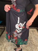 Alice in Goth Land: Black Goth Red Rose, Butterfly & Skull Swing Dress