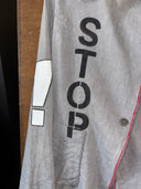 STOP Jacket: Pale Grey with Red Zig-Zag Stitching