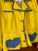 Punk Twist on Yellow Jean Jacket - All Hearts