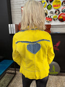 Punk Twist on Yellow Jean Jacket - All Hearts