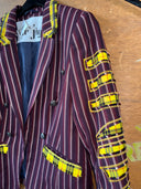 Adam & the Ants Kings of the Wild Frontier: Neon Yellow Tartan on Maroon Striped Jacket