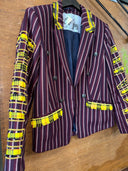 Adam & the Ants Kings of the Wild Frontier: Neon Yellow Tartan on Maroon Striped Jacket