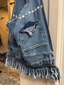 Upcycled Denim Fringe Bag - Handcrafted Punk Rock Crossbody Purse