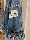 Upcycled Denim Fringe Bag - Handcrafted Punk Rock Crossbody Purse