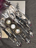 Triple Stack Mother Of Pearl Cabuchon Adjustable Ring