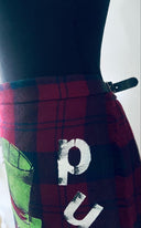 Unisex Scottish Tartan Kilt Punk Motif Skull Smoking Pipe XL