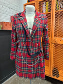 Unique British red tartan blazer featuring Sex Pistols 'God Save the Queen