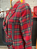 Unique British red tartan blazer featuring Sex Pistols 'God Save the Queen
