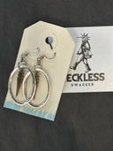 Earrings-Silver ovals with bronze arrow dangles