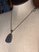 Necklace-Dark Gray Drusy in SS on silver chain