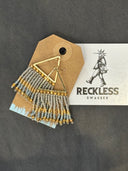 Earrings-Gold/bronze spikes on large silver ring