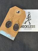 Earrings-Black Drusy ovals in gold