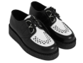 Platform Black 2-Tone Contrast B/W Stitch Leather Creeper