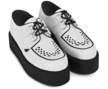 Platform White Contrast Stitch B/W Leather Creeper
