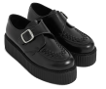 Platform Black Leather Buckle Creeper