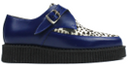 Platform Blue & Pony Contrast Leather Buckle Creeper
