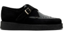 Platform Black & Suede Contrast Leather Buckle Creeper
