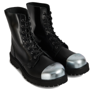 Platform Lace Combat Black Leather Boot Metal Cap Toe