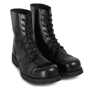 Platform Lace Combat Black Leather Boot Metal