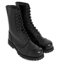 Platform Lace Combat Black Leather Boot Metal