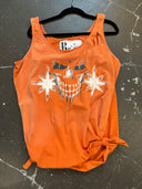 Sliced Painted Skull Tank Top w/Ties