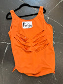 Sliced Painted Skull Tank Top w/Ties