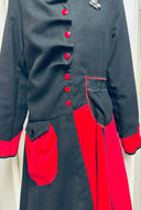 Smashing Asymmetrical Wool Red and Black Coat w/Gathered & Button Detail - UK 12/US 10