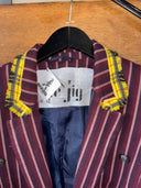 Adam & the Ants Kings of the Wild Frontier: Neon Yellow Tartan on Maroon Striped Jacket - Reckless Swagger