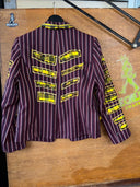 Adam & the Ants Kings of the Wild Frontier: Neon Yellow Tartan on Maroon Striped Jacket - Reckless Swagger