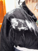 Asian Inspired Velvet Bomber Jacket - Cropped with Fishnet Hem Detail - Reckless Swagger